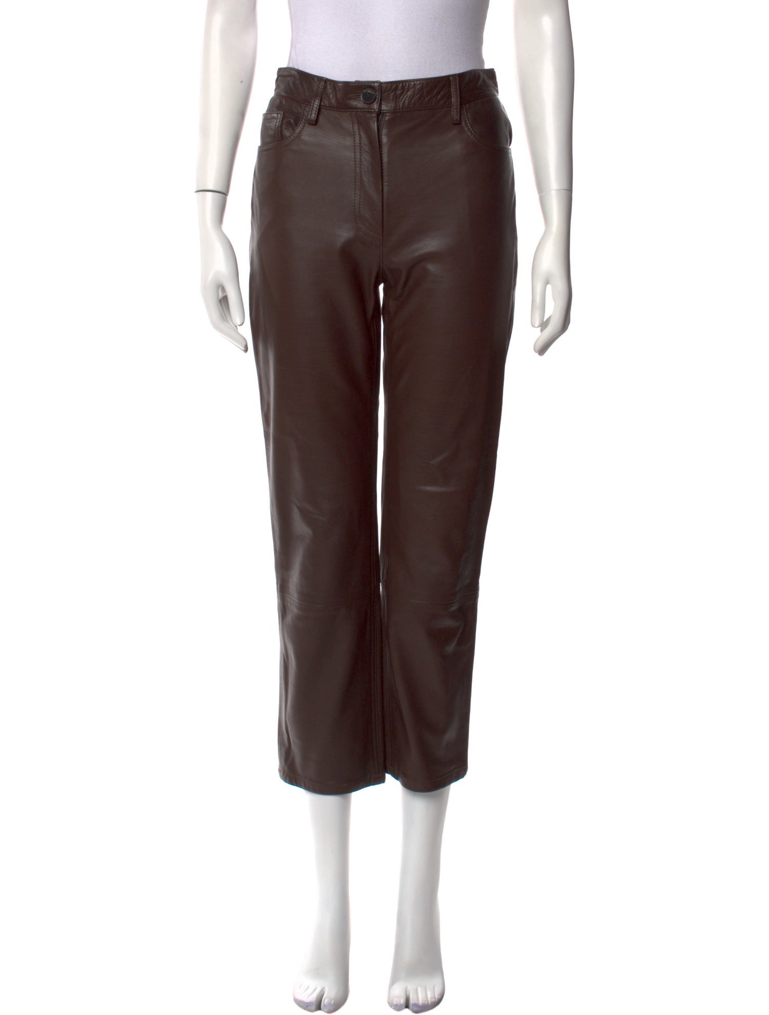 The Row Leather Straight Leg Pants