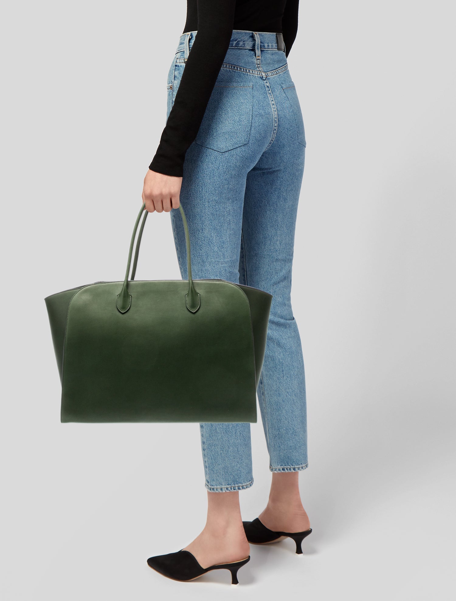 The Row Leather Marlo 17 - Green Totes, Handbags - THR173690 | The