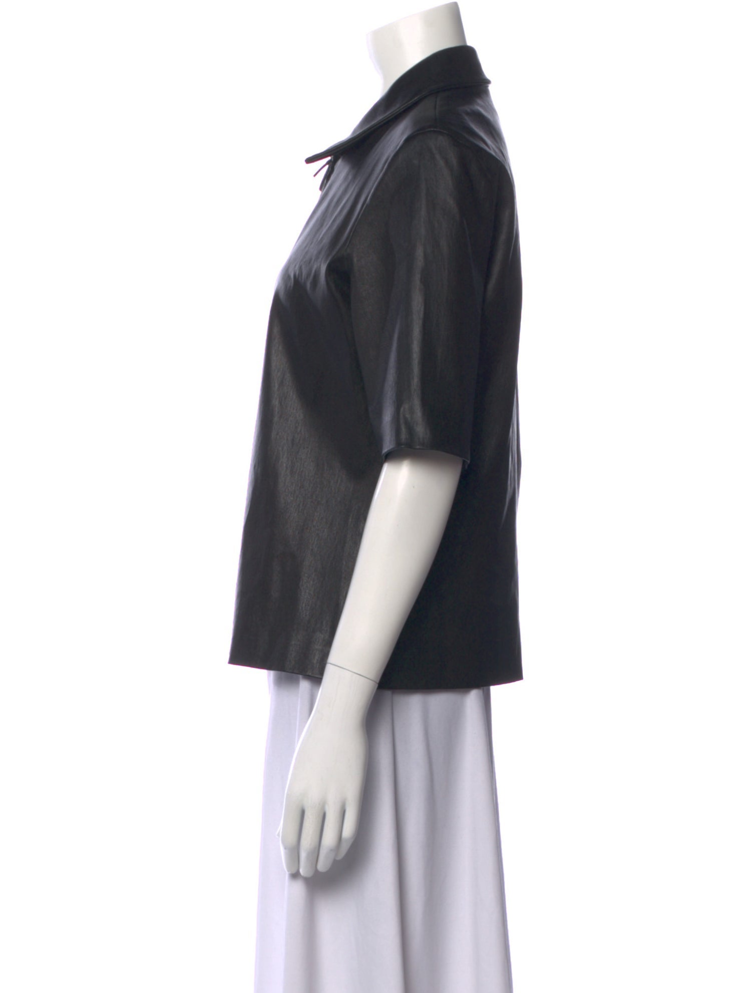 The Row Leather Short Sleeve Top