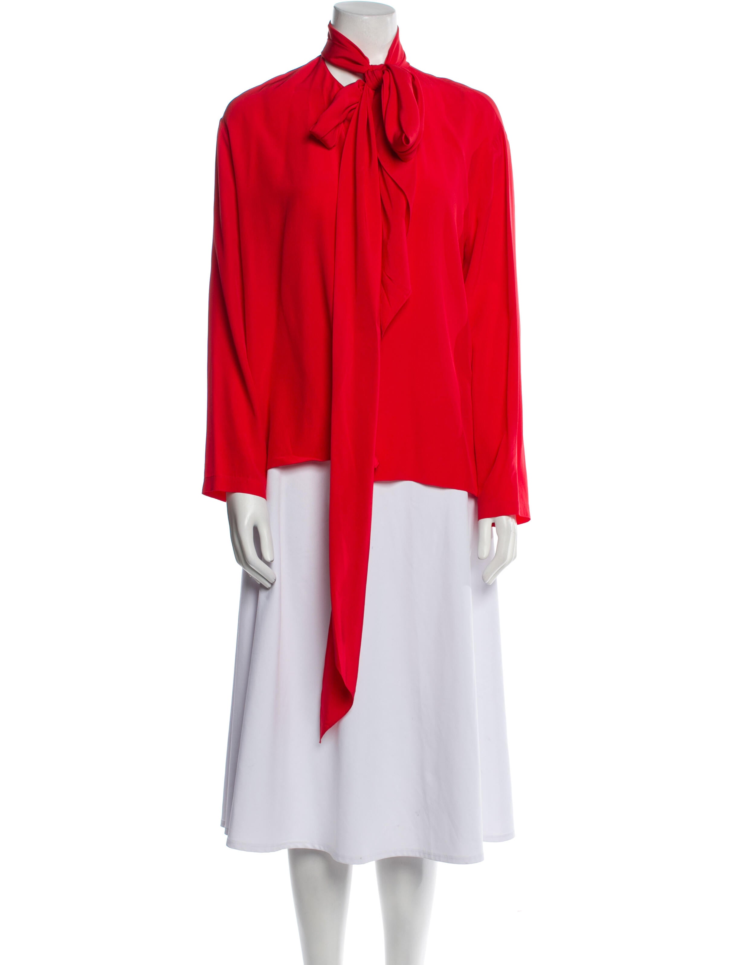 The Row Silk Tie Neck Blouse