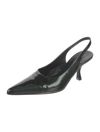 The Row Patent Leather Slingback Pumps