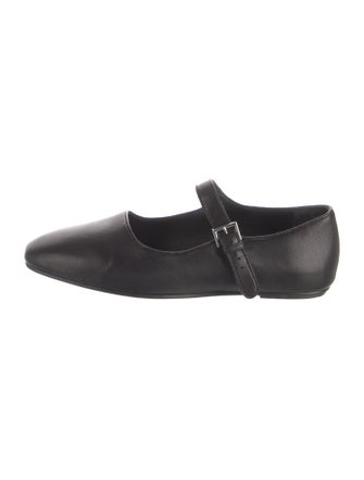 The Row Leather Mary Jane Flats