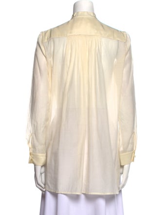 The Row Striped Mock Neck Button-Up Top