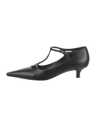 The Row Leather T-Strap Pumps