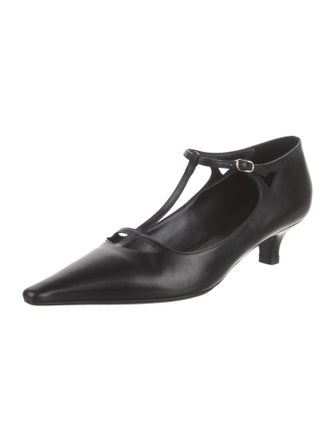 The Row Leather T-Strap Pumps