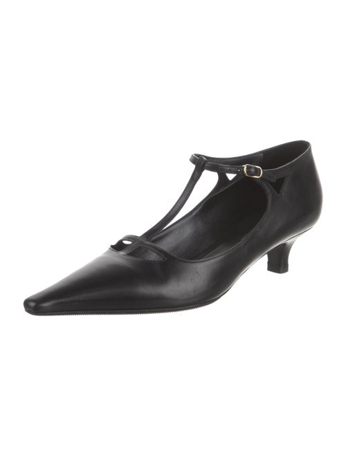 The Row Leather T-Strap Pumps