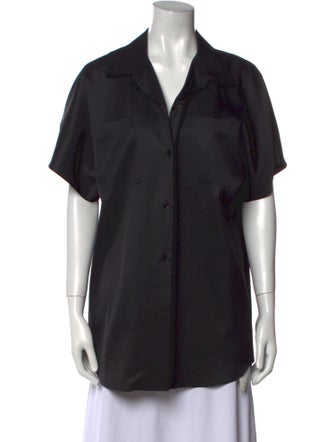 The Row Silk Short Sleeve Button-Up Top