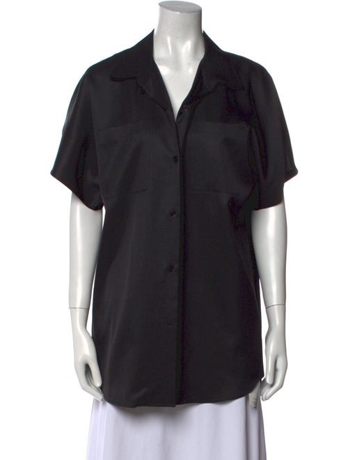 The Row Silk Short Sleeve Button-Up Top