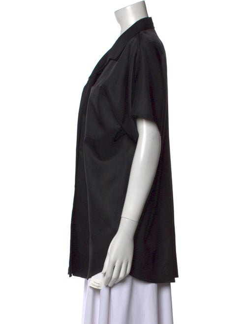 The Row Silk Short Sleeve Button-Up Top