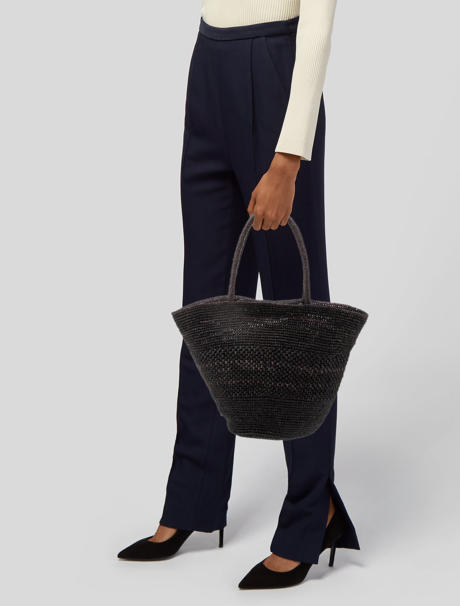 The Row Raffia Emilie - Black Totes, Handbags - THR176604 | The
