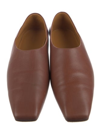 The Row Square Toe Leather Ballet Flats