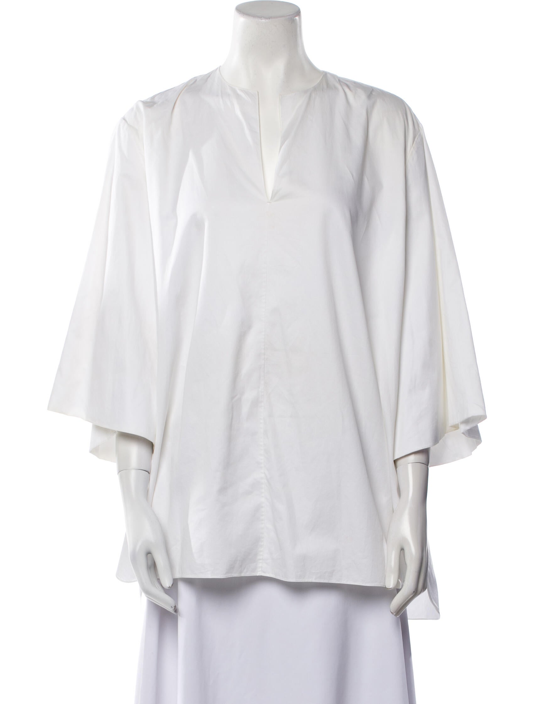The Row V-Neck Three-Quarter Sleeve Blouse