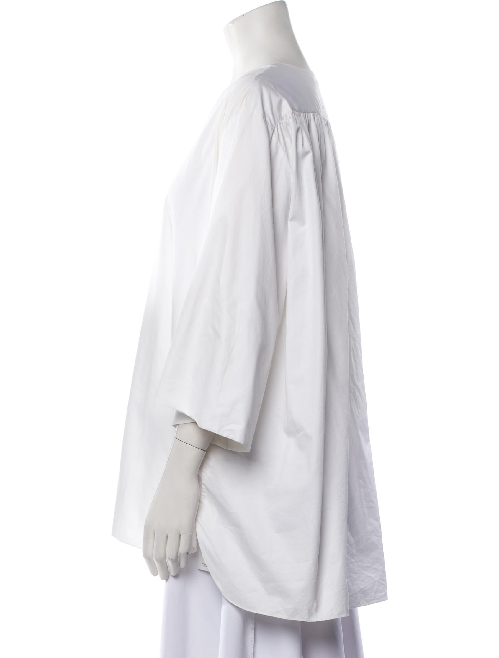 The Row V-Neck Three-Quarter Sleeve Blouse