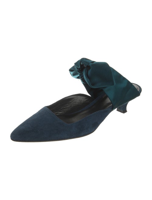 The Row Suede Bow Accents Mules