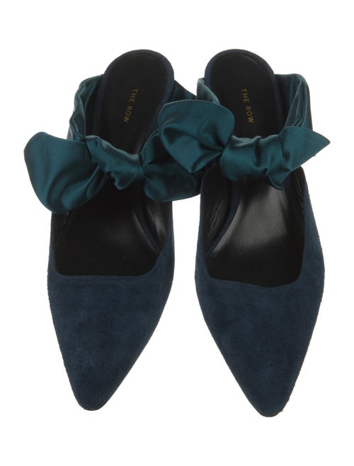 The Row Suede Bow Accents Mules