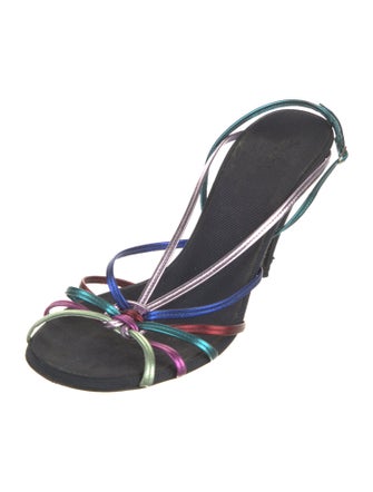 The Row Leather Colorblock Pattern Slingback Sandals