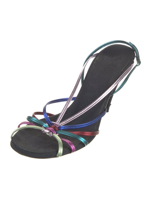 The Row Leather Colorblock Pattern Slingback Sandals