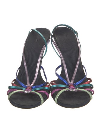 The Row Leather Colorblock Pattern Slingback Sandals