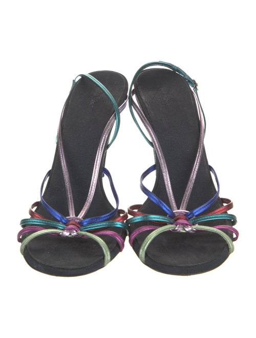 The Row Leather Colorblock Pattern Slingback Sandals