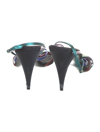 The Row Leather Colorblock Pattern Slingback Sandals