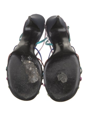 The Row Leather Colorblock Pattern Slingback Sandals