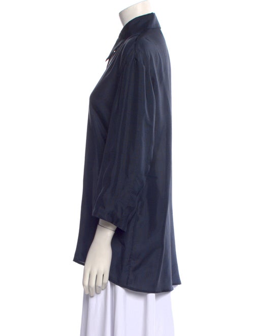 The Row Silk Three-Quarter Sleeve Button-Up Top