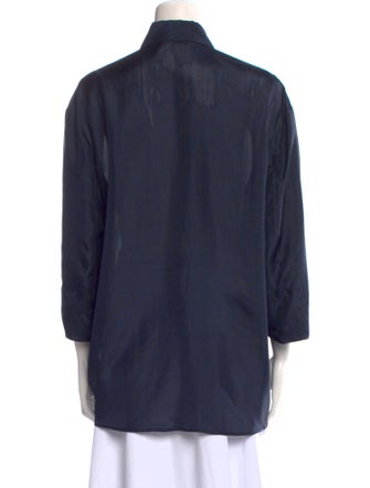 The Row Silk Three-Quarter Sleeve Button-Up Top