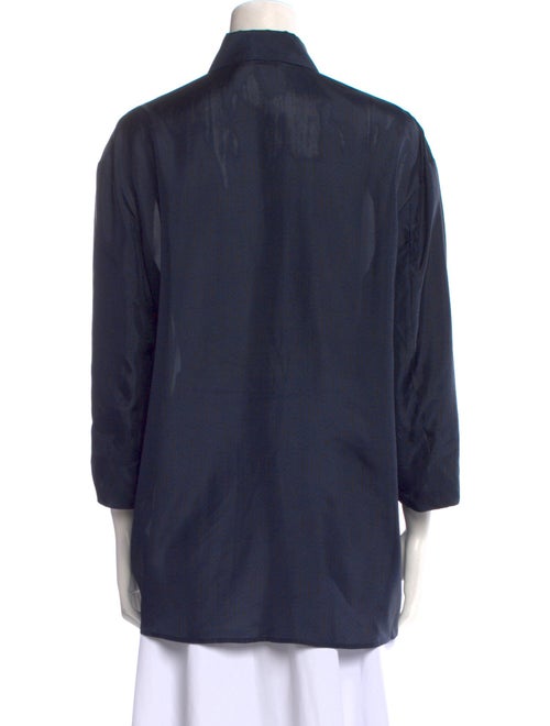 The Row Silk Three-Quarter Sleeve Button-Up Top