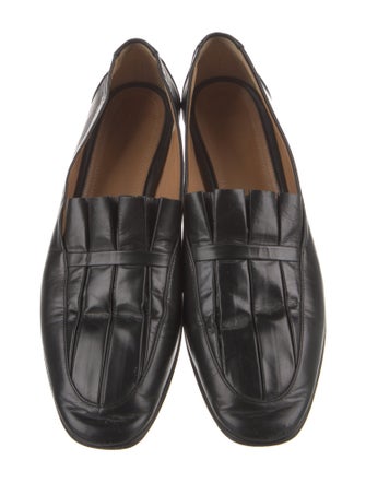 The Row Leather Pleated Accents Loafers