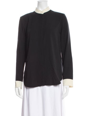 The Row Mock Neck Long Sleeve Button-Up Top