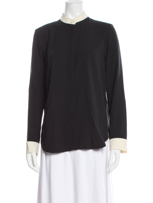 The Row Mock Neck Long Sleeve Button-Up Top