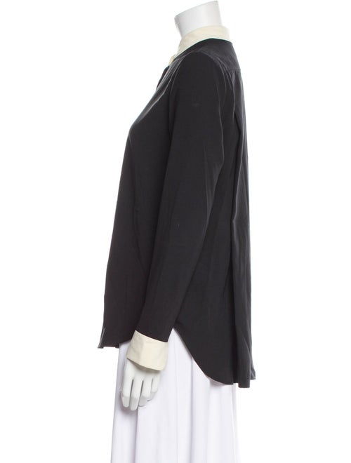 The Row Mock Neck Long Sleeve Button-Up Top