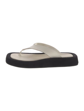 The Row Ginza Platform Leather Flip Flops