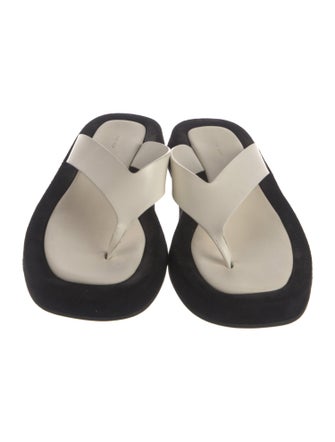 The Row Ginza Platform Leather Flip Flops