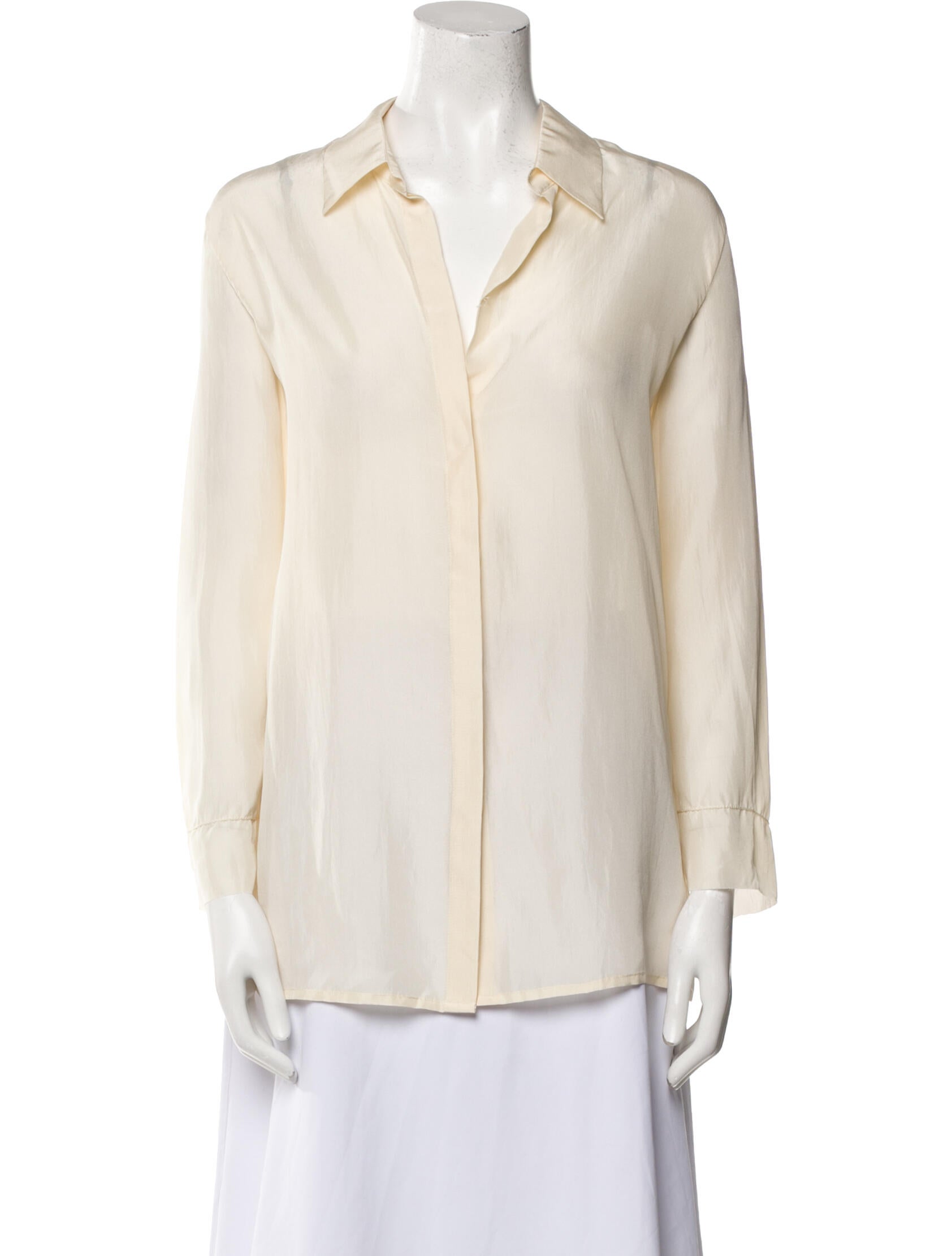The Row Silk V-Neck Button-Up Top