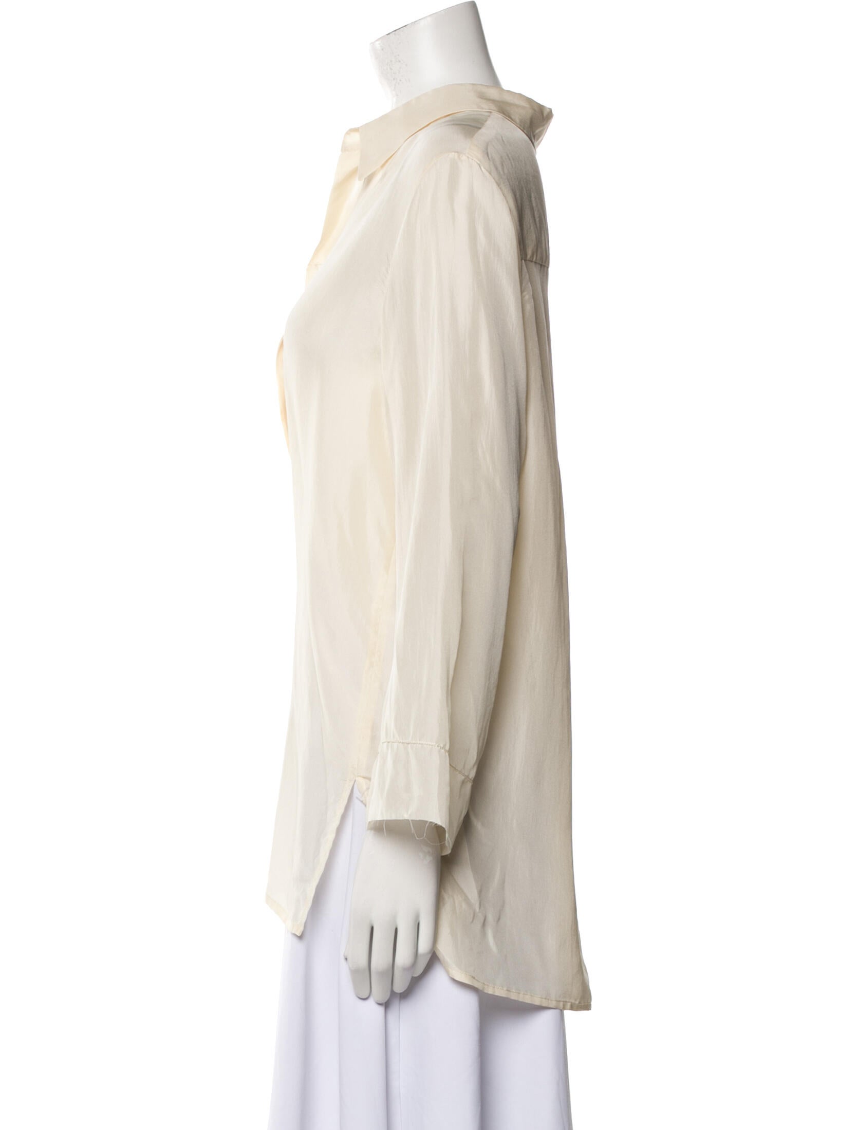 The Row Silk V-Neck Button-Up Top