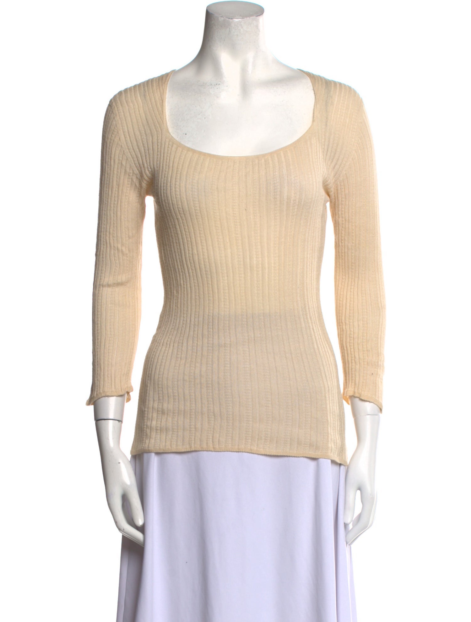 The Row Scoop Neck Three-Quarter Sleeve Top