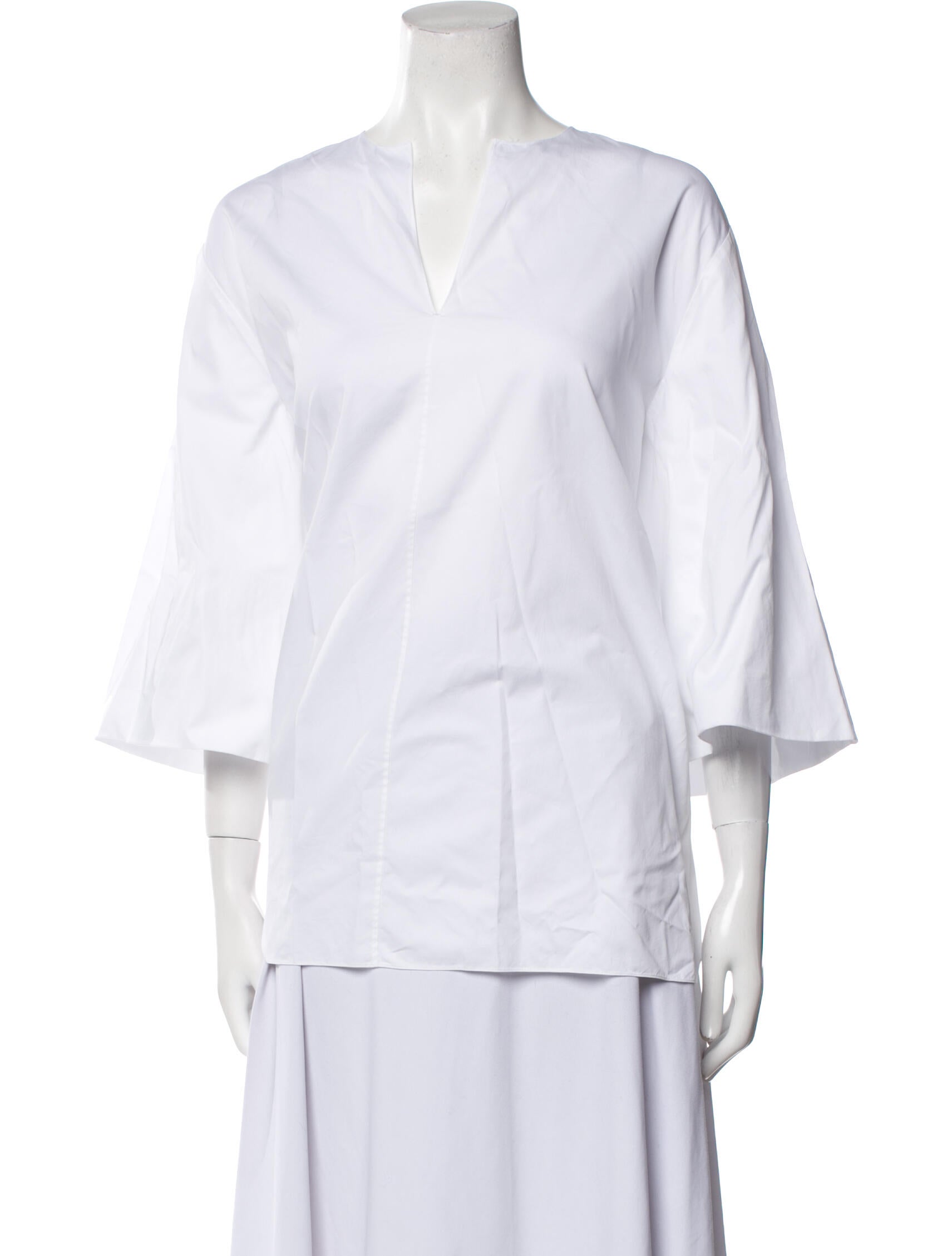 The Row V-Neck Three-Quarter Sleeve Blouse