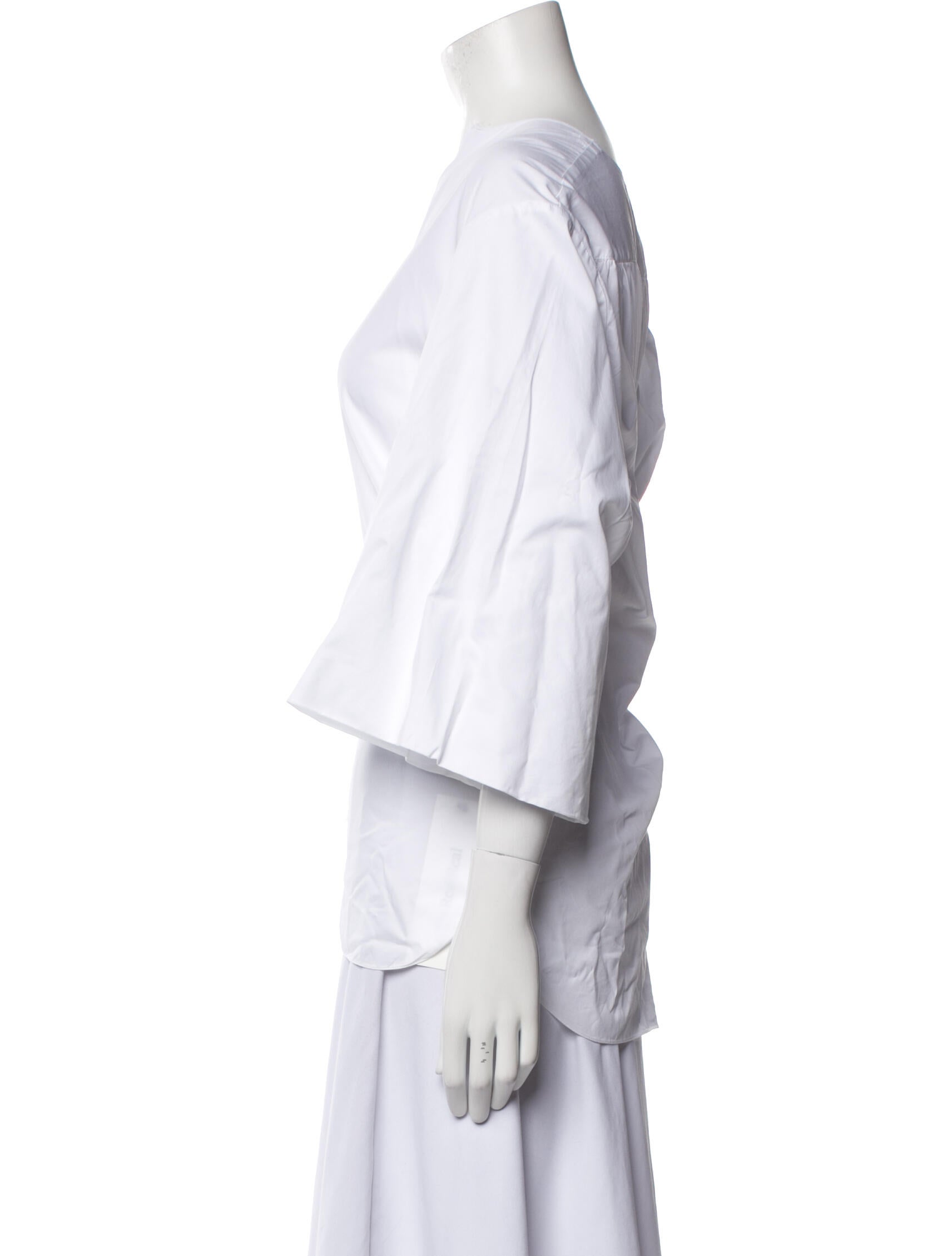 The Row V-Neck Three-Quarter Sleeve Blouse