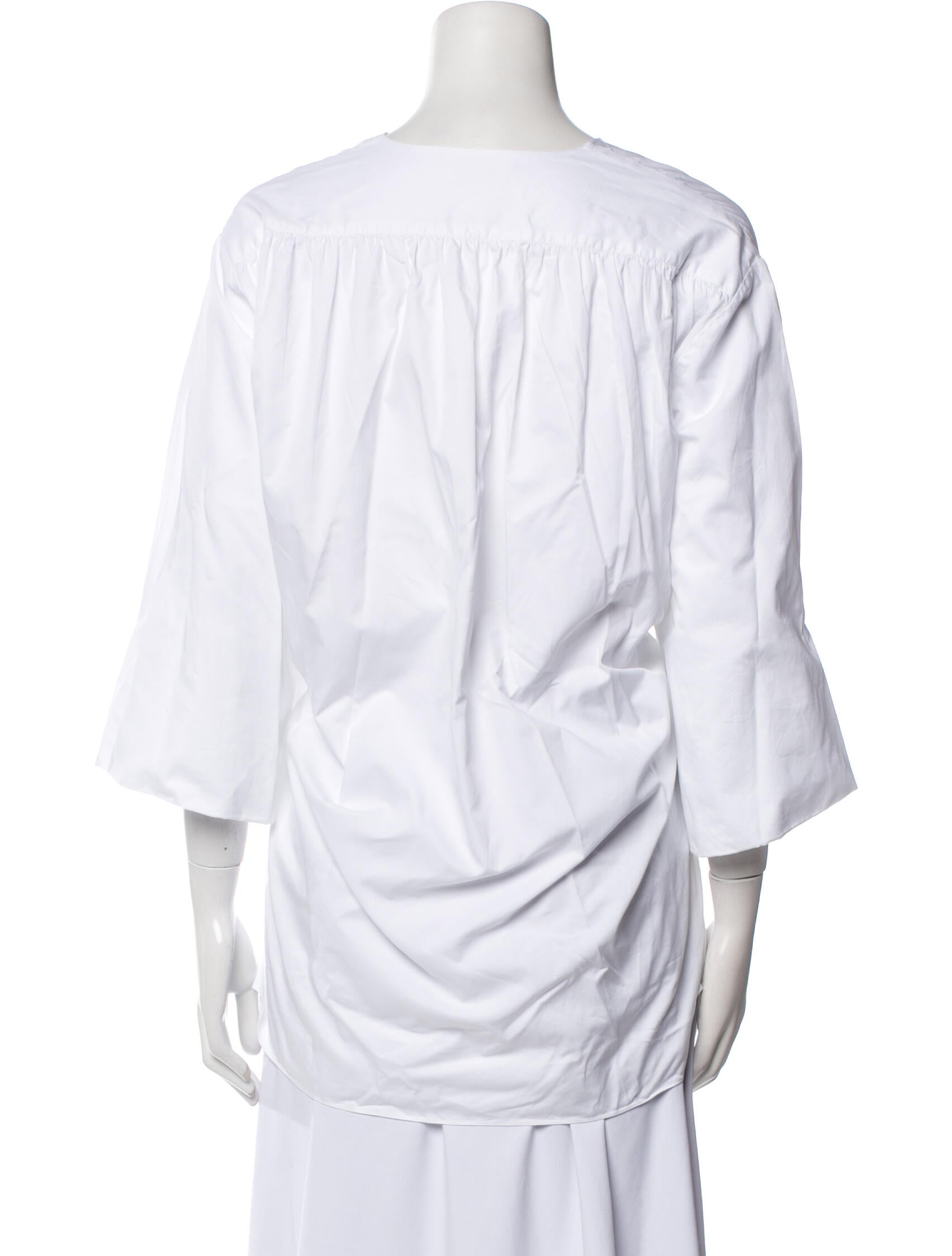 The Row V-Neck Three-Quarter Sleeve Blouse