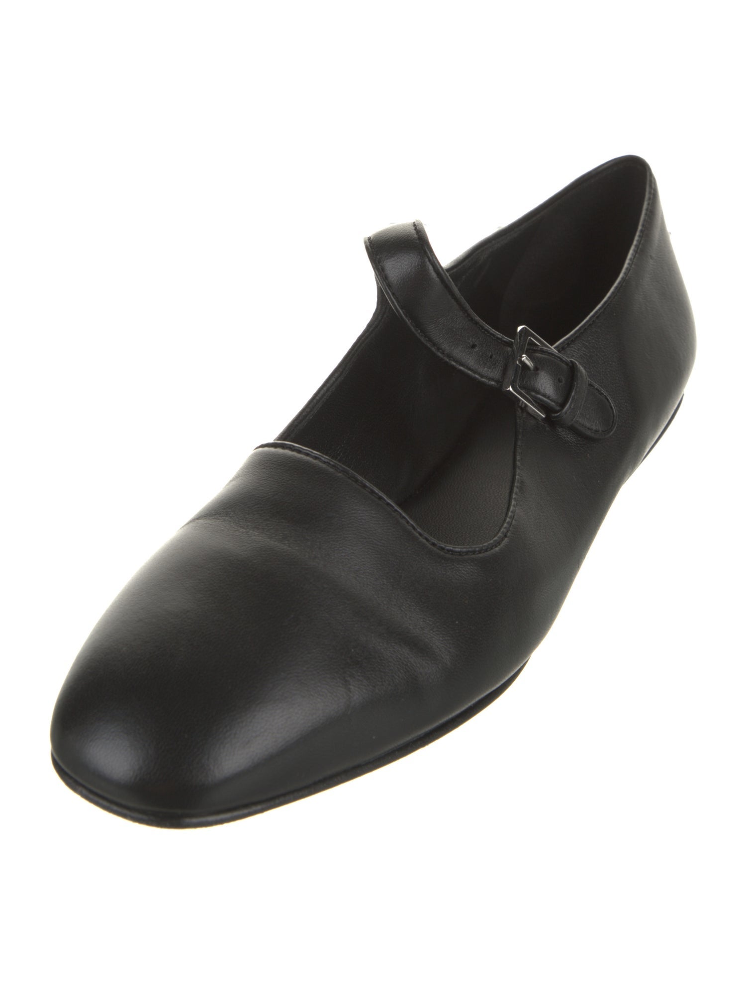The Row Leather Mary Jane Flats