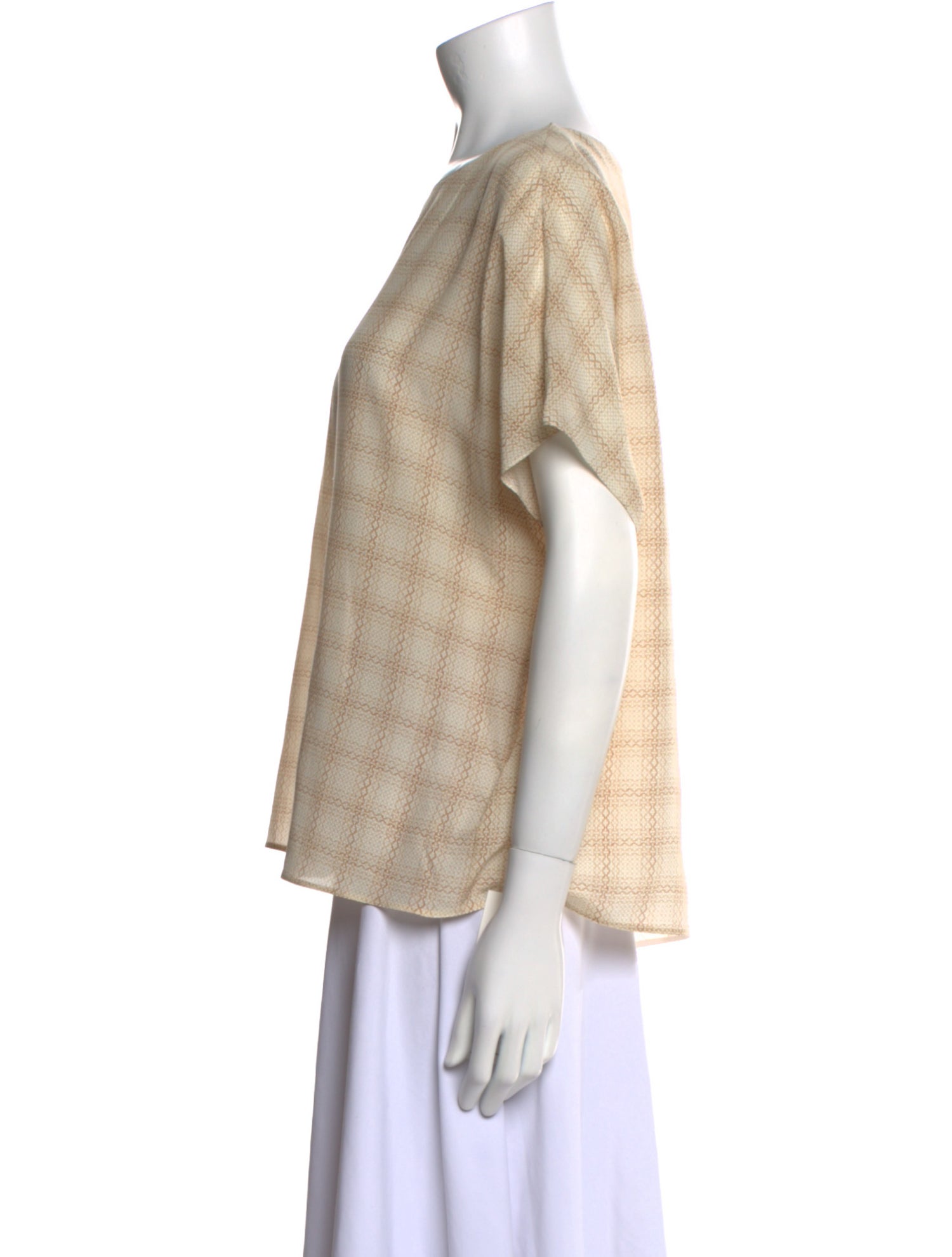 The Row Silk Plaid Print Top