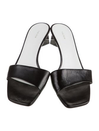 The Row Chocolate Leather Slides