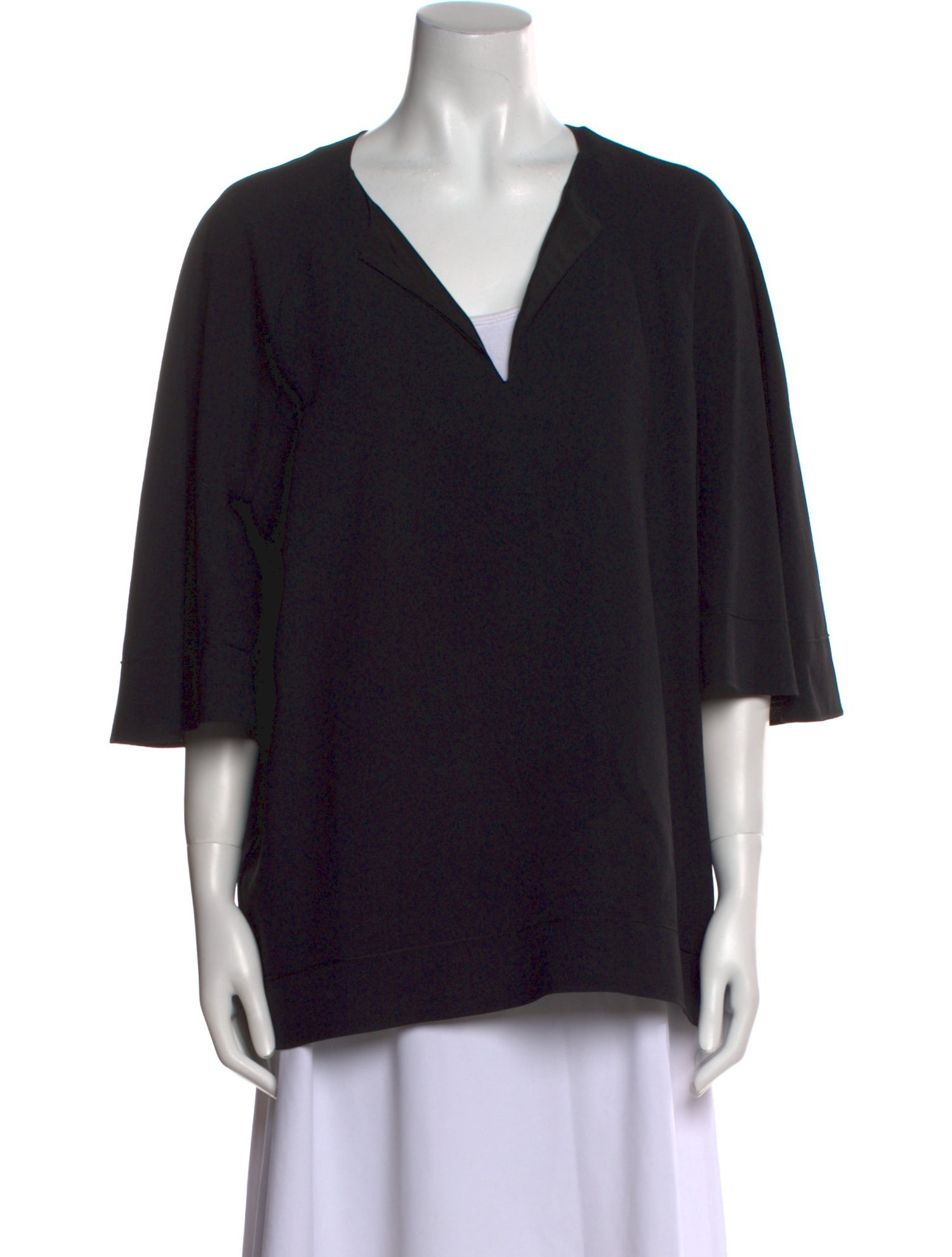 The Row V-Neck Three-Quarter Sleeve Blouse