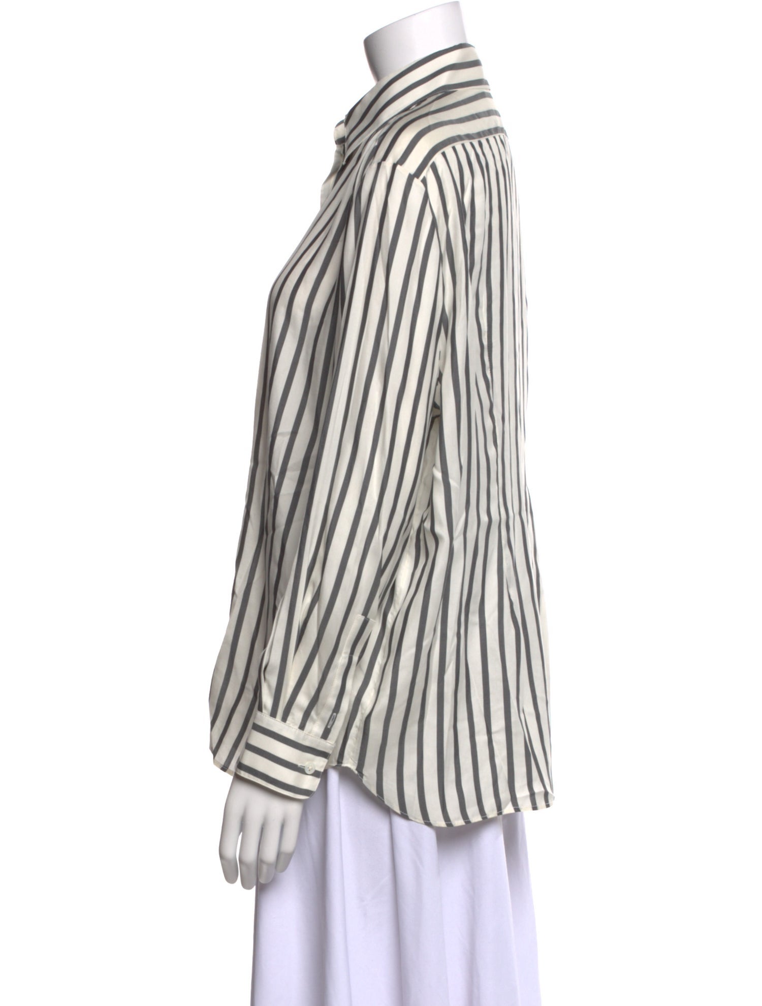 The Row Silk Striped Button-Up Top