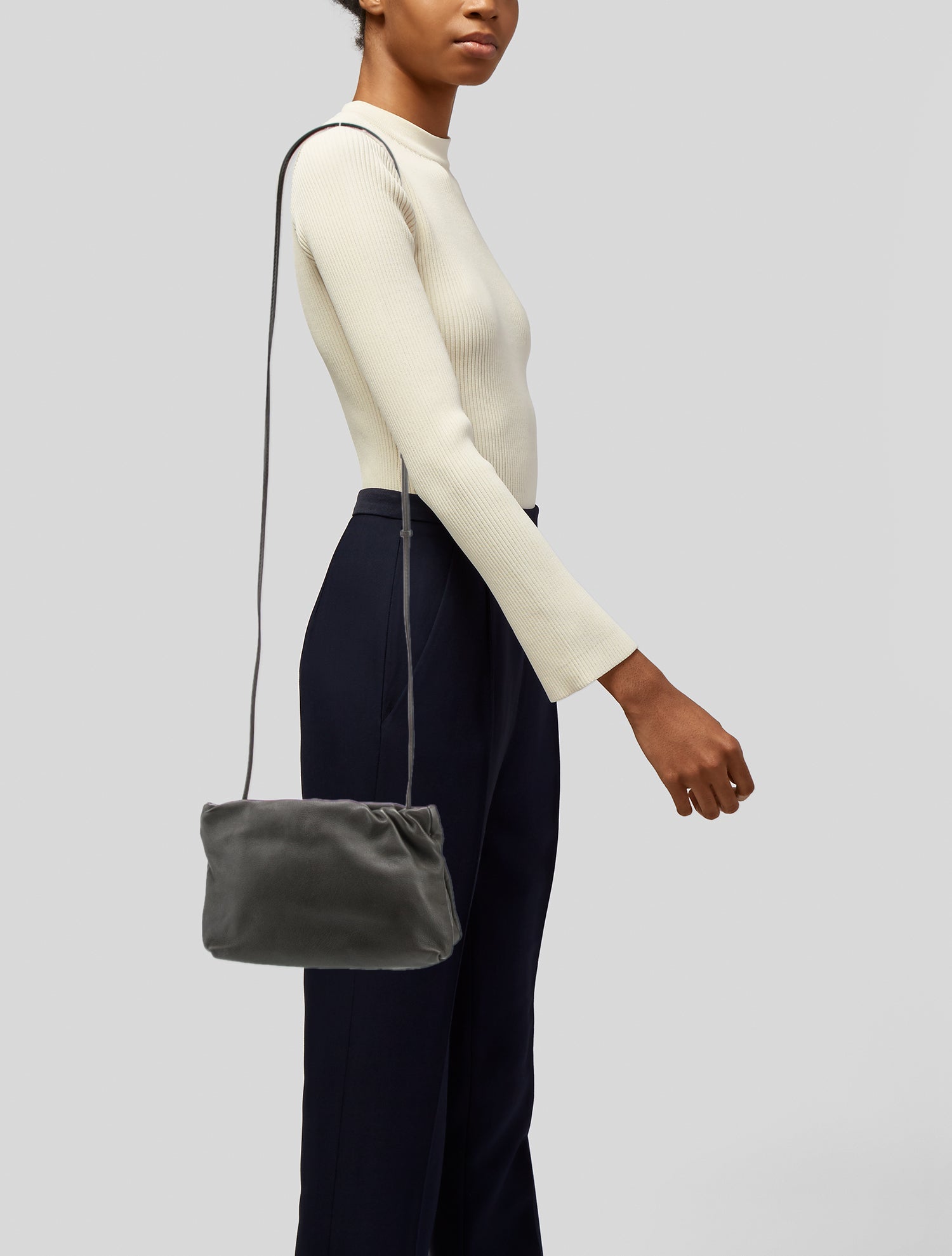 The Row Leather Bourse Clutch Small