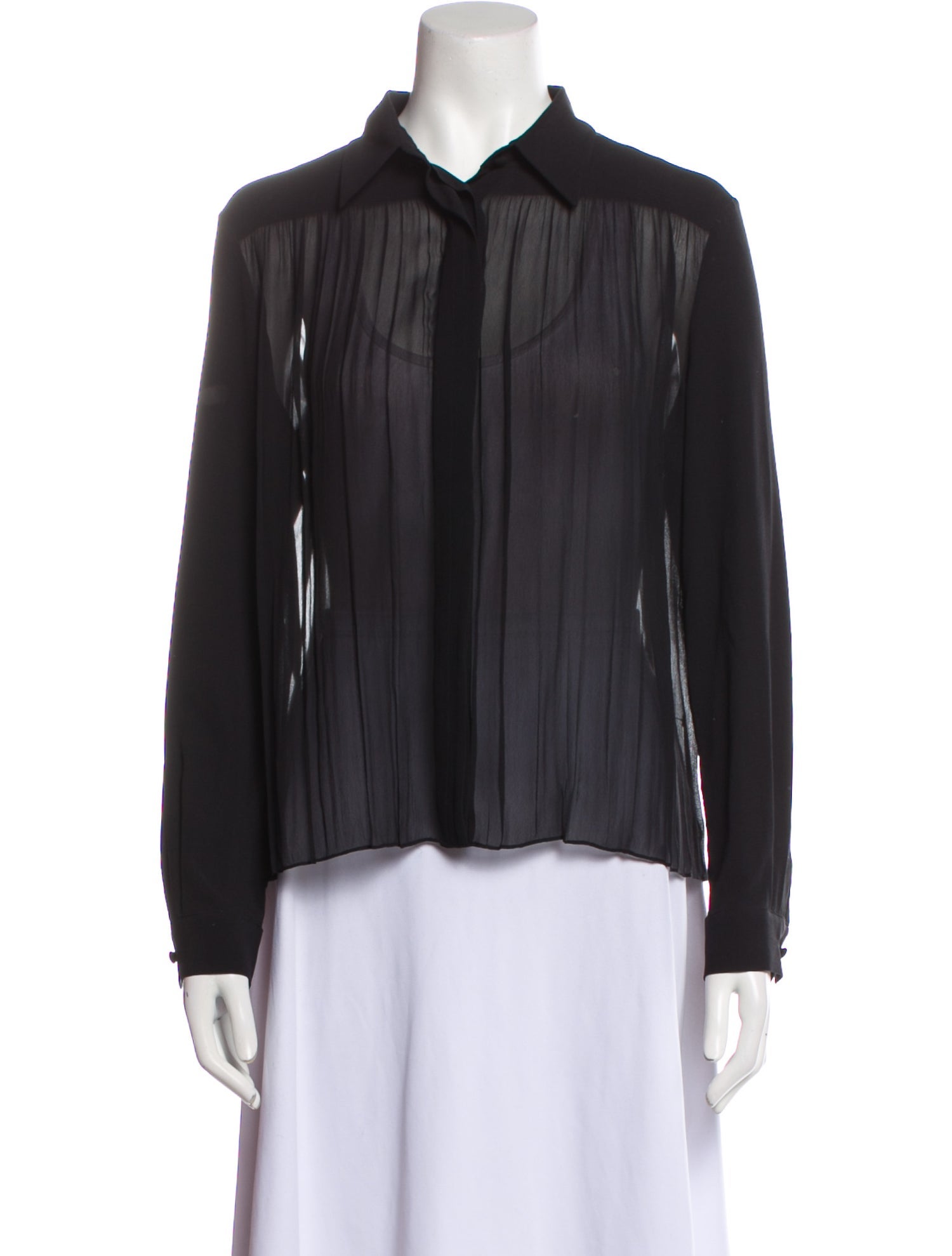 The Row Silk Long Sleeve Button-Up Top