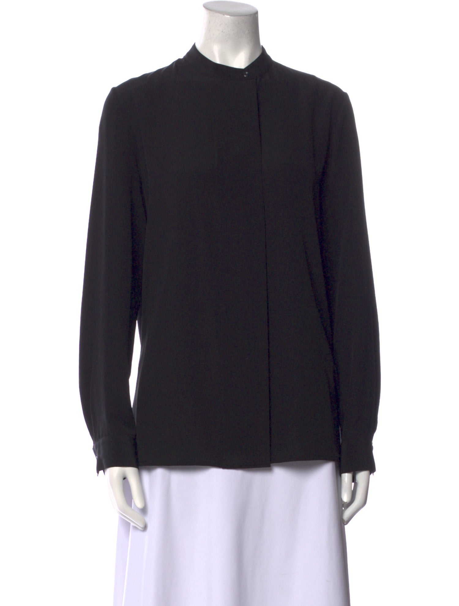 The Row Silk Mock Neck Button-Up Top