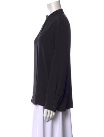 The Row Silk Mock Neck Button-Up Top