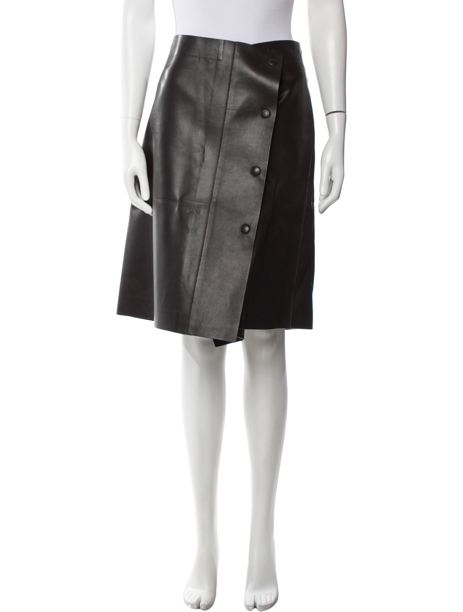 The Row Leather Knee-Length Skirt
